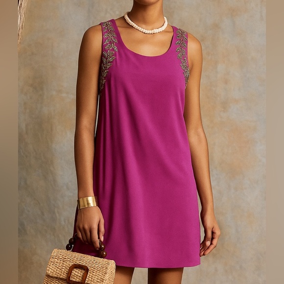 Sugarlips Dresses & Skirts - Sugarlips Fuchsia Purple Beaded Sleeveless Cocktail Dress Size S